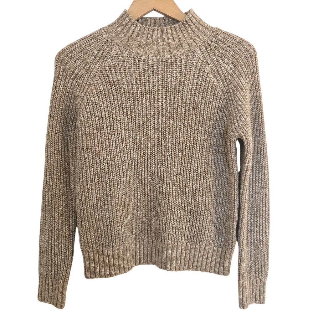 FatFace Tan Barley Marled Ribbed Mock Neck Sweater US 2